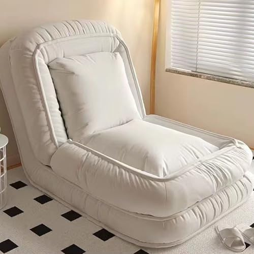 Sofá cama plegable ajustable con soporte para la espalda, cómodo sillón reclinable para jugar, leer y relajarse en la sala de estar y el dormitorio, color blanco, 177 + 94 cm