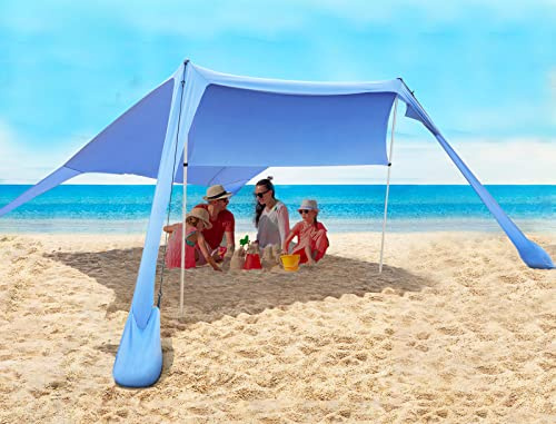 Tente de Plage de avec l'ancre de Sable, Sunshade portative d'auvent auvent Portable abri de Plage avec Protection UV UPF50+ et Poteaux en Aluminium
