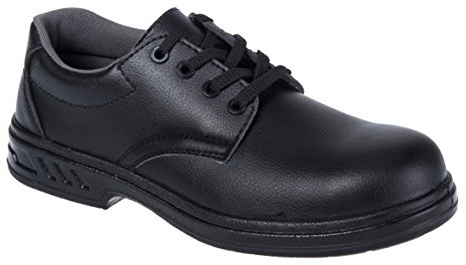Portwest FW80 Steelite Laced Säkerhetsskor PU Yttersula Halkfri Antistatisk | Svart, 41, S2 EN ISO 20345, Klassisk Design med Vadderad Krage, Mikrofiber med Polyuretansula, Säker och Hållbar, Vattentät