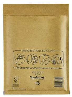 Mail Lite - D/1 - Bubble Lined Padded Envelopes 180 x 260mm - 7 x 10.5 (1 Box of 100) - Gold