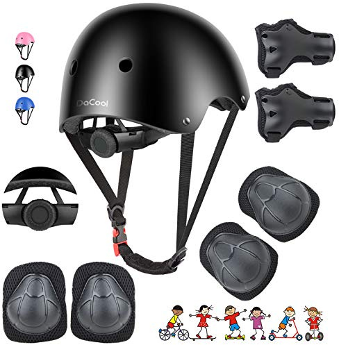 DaCool Kids Bike Helmet Skateboard Knee Pads - Toddler Helmet Adjustable for 3-8 Years Old Boys Girls Kids Protective Gear Set for Sport Cycling Bike Roller Skating Scooter