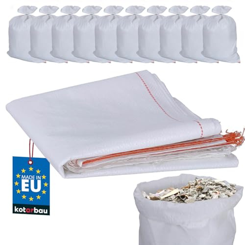 KOTARBAU® Juego de sacos de tejido de polipropileno (10 unidades, 55 x 80 cm), color blanco