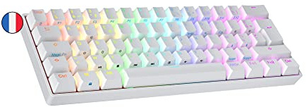 Ranked S60 Supernova Tastiera da Gioco Meccanica Mini 60% | Hotwap Gaming Keyboard | 62 Tasti LED RGB | Cavo USB | Per Mac, PC | AZERTY Layout francese (Bianco, Gateron Optical Speed Yellow)