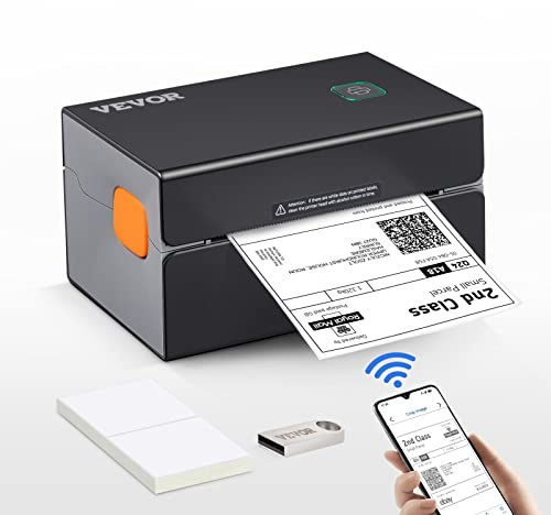 VEVOR Bluetooth Etikettendrucker HD(300DPI), DHL Etikettendrucker mit USB-Anschluss und Automatische Erkennung von Etiketten, Unterstützt Windows/MacOS/Linux, Geeignet für Amazon, Ebay, Etsy, etc