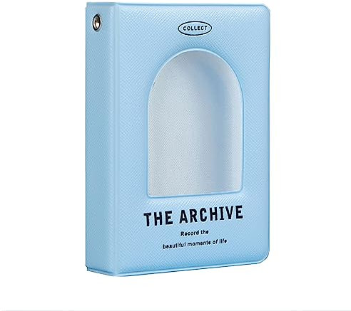 SURALIN 1PCS Mini Album Fotografico 40 Tasche Kpop Photo Card Holder Love Heart Hollow Photo Card Holder Kpop Raccoglitore Photo Card Holder Photo Collection (Azzurro)