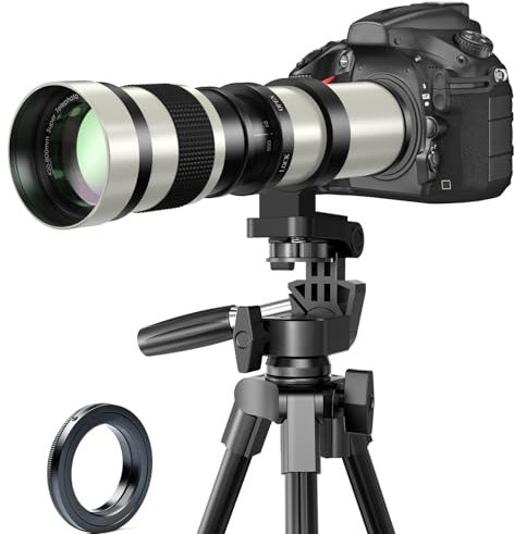 Objetivo EF para Canon - Teleobjetivo 420-800mm f/8.3 Lente de Zoom Manual para Canon EOS Rebel SL3 SL2 T8i T7 850D 800D 750D 250D 200D 90D 80D 77D 4000D 3000D 2000D 1500D 6DII/5DIV/IDXIII SLR cámara