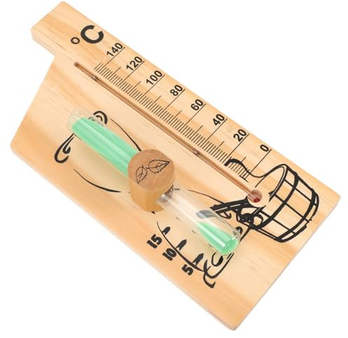 OFFSCH Wall-mounted Thermometer Wooden Sauna Timer Hourglass Sauna Reminding Timer Wooden Hourglass