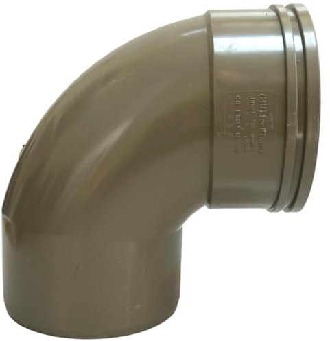 Duraplast UK™ Solvent Soil Waste 110mm 90 Degree Elbow Bend | Olive Grey | Single Socket | for 4 Inch Waste Pipe | Glue for Permanent Seal | No Rubber or Pushfit | Underground or Above Ground Drain