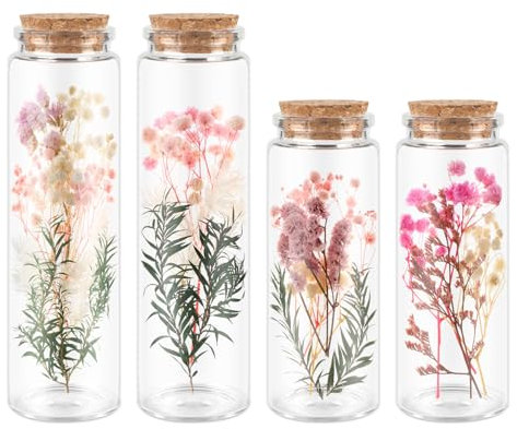 WenmthG Trockenblumen mit Flaschen, Freund Kollegen Familien, rosa-Serie