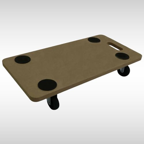Dunnet Tools Plattformwagen aus Holz mit Griffpolstern, robust, rutschfest, Transportrollwagen auf Rädern zum Bewegen von Möbeln und Ausrüstung, 200 kg Tragkraft, 4 Lenkrollen, LKW, Sackkarre