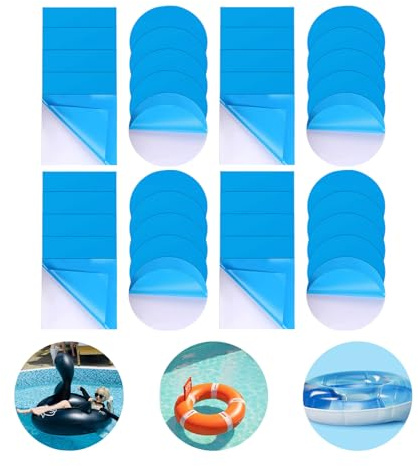 Lot de 40 Rustines Autocollantes PVC Sous-marines-Kit Réparation Complet pour Piscines et Matelas Gonflables-Résistance Optimale à l'Eau-Facile à Appliquer-Inclut 20 Patchs Ronds et 20 Patchs Carrés﻿﻿