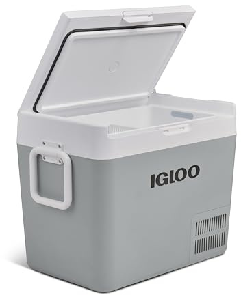 IGLOO ICF40 Glacière à compresseur avec une 38 liters kapacitet, 12/24 V och 230 V, miniskydd för röst, lastbil, bateau, camping och prise de courant.