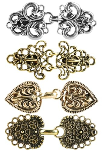 Pack of 4 Vintage Dress Cinch Clips,Jumper Swirl Clip Dress Retro Scarf Cardigan Clip Shawl Collar Closure Shirt Button Brooch Waist Cincher Clip for Girls, Women