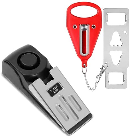 2Pcs Door Jammer Set, Hotel Lock Travel Safety, Portable Door Security Device for Home & Travel