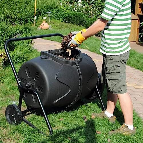 Compostiera Girevole For Impieghi Gravosi, Compostaggio Da Giardino Da 50 Galloni, Compostaggio Girevole A 360° Con Ruote, Sistema Di Compostaggio For Cortile Esterno