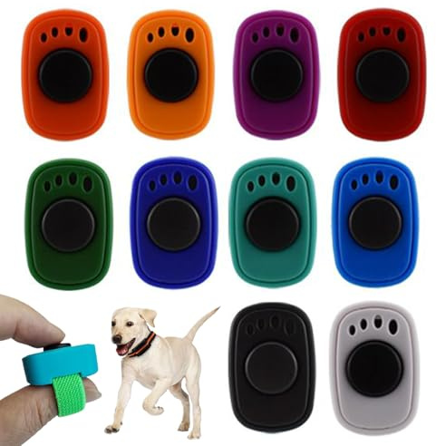 Generico Clicker per Addestramento Animali Domestici – Confezione da 10 Clicker per Addestramento Cani, Anelli per E per Pollice con Suono Interattivo per Un Comportamento di Obbedienza 'Anim