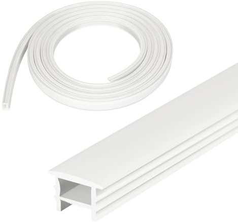 WHBFH Flexibel LED silikonprofil, 5 m, 10 x 10 mm, remsor, ljusdiffusor, profil, vit LED-slinga, skydd, LED-kanal för tak, vägg, skåp, akustisk panel, belysning