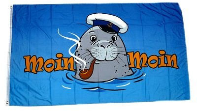Fahne/Flagge Seehund Moin Moin Pfeife NEU 90 x 150 cm