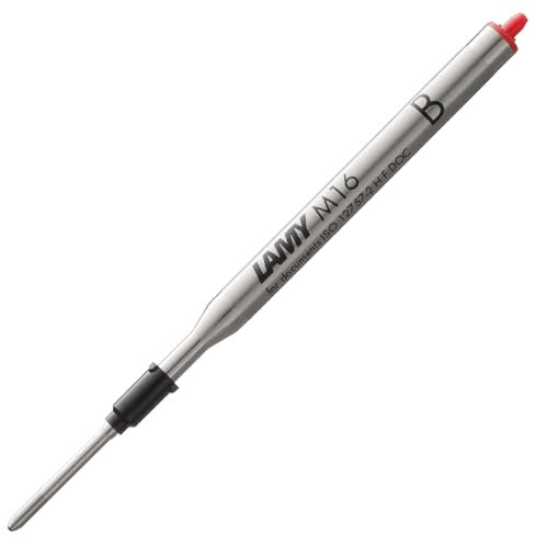 LAMY M16 Kugelschreiber-Großraummine aus Metall - Original Ersatzmine für alle Lamy Kugelschreiber Modelle - dokumentenecht - Strichbreite Breit in Tintenfarbe rot