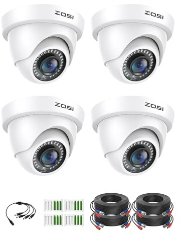 ZOSI 4Pack 2.0MP HD 1080P Security Cameras Kit, 80ft Night Vision, Indoor Outdoor Home CCTV Dome Camera for 1080P/5MP/4K HD-TVI Analog DVR System
