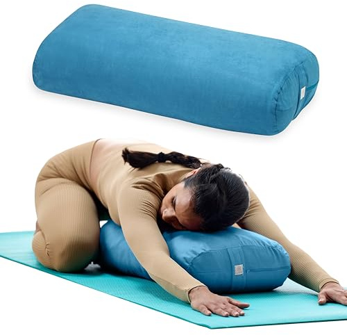 Gaiam Yoga Bolster Pillow, Supportive Cushion for Restorative Yoga (Teal)