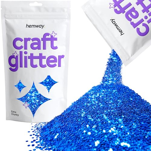Hemway Craft Glitter Sapphire Blue 100g Extra Chunky Glitter | for Crafts, Resin, Cosmetic, Nail, Face, Body, Festival, Tumblers, Art, Candle, Crafting