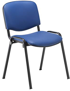 Office Hippo Heavy Duty Meeting Chair - Stackable Reception & Conference Chair, Strong Frame & Padded Seat, Up To 115kg - PU Blue/Black