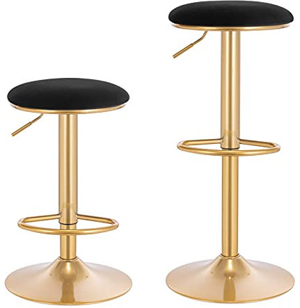 WOLTU Barhocker 2er Set, ergonomischer Barstuhl mit Fußstütze, 360° drehbarer Hocker, 60-80,5 cm höhenverstellbar, für Bar Bistro Café Küche, Schwarz, BH302sz-2