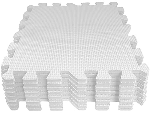 Grendle Set di tappetini in schiuma ad incastro 30,5 x 30,5 x 1 cm, 8 pezzi, colore: Bianco