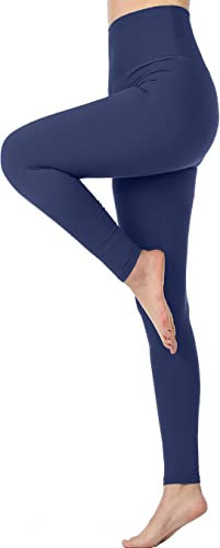 Memoryee Hohe Taille Leggings für Damen, Blickdichte Sportleggings Bauchkontrolle Plus Größe Dehnbare Sport Gym Yogahosen/#1 Pack/Navy/XXL