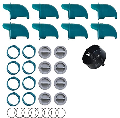 Comederos para Pollos sin residuos, 8 Puertos + Sierra de Agujero, alimentador automático para Pollos, a Prueba de Lluvia para Pollos, Patos, Gansos, pájaros, codorniz