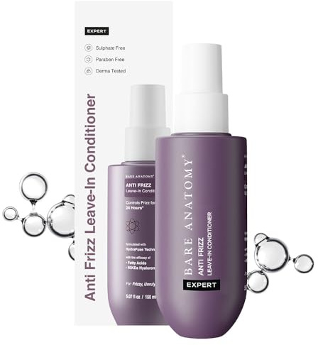 Bare Anatomy Anti Frizz Leave In Conditioner | Deep Conditioned Frizz Controlled Hair For 24 hrs | For Dry & Frizzy Hair | For Women and Men | Get Smoother, Healthy & Glossy Hair | 150ml