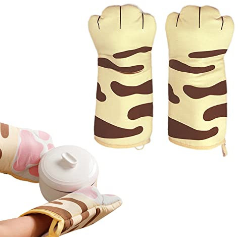 1 paio di guanti da forno, resistenti al calore, simpatici artigli per gatti, guanti adatti per forno a microonde e cottura