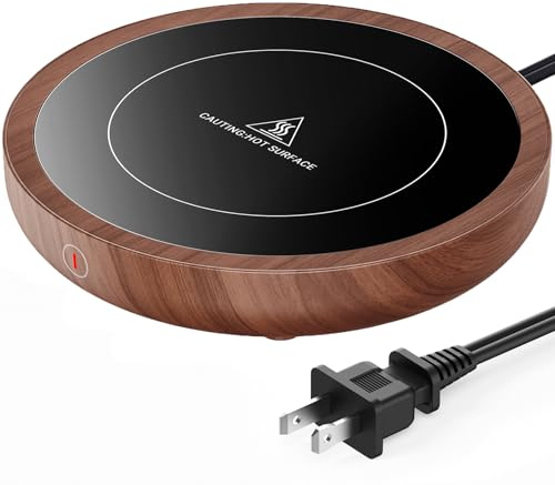 SWEETFULL Coffee Mug Warmer, 36W Electric Cup Warmer for Desk with 3-Temp Settings Advanced Temperature-Controlled Heating Coffee Gifts Accessories for Women Men Milk, Tea, Candle - Wood