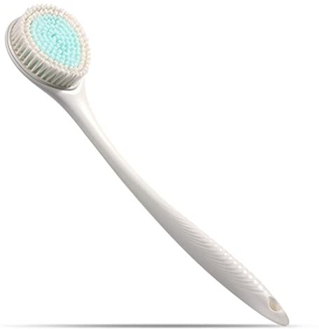 Brencco Badebürste mit langem Griff, Rückenbürste mit strukturierter Körperbürste, rutschfest, geeignet für die Reinigung der Haut