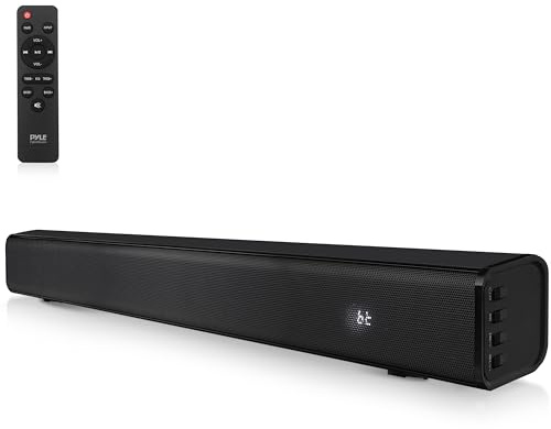 Pyle Altavoz de Barra de Sonido para Cine en casa, Sistema Digital de Soporte de Mesa para TV con Conectores de Audio óptico AUX/Digital/Puerto USB, HDMI/ARC, reproducción de Sonido Completa