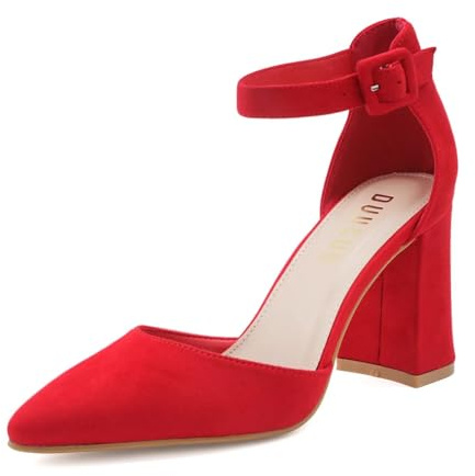 Women's High Heels Closed Toe Pumps Pointed Toed Dress Sandals Wedding Party Ladies Court Shoes Red UK 8