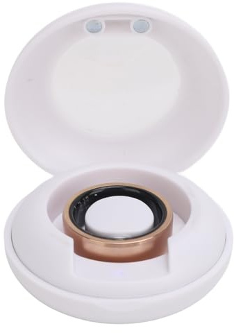 Smart Ring Health Tracker, Fitness Ring med 7 Dagars Batteritid Laddningsfodral, APP Sleep Tracker IP68 Vattentät Keramisk Ring för Män Kvinnor Födelsedagspresent (Innerdiameter