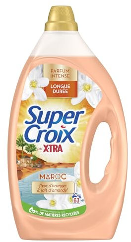 Miror Super Croix par X•Tra - Lessive Liquide - Maroc - Fleur d'Oranger & Lait d'Amande - Moment Evasion - Experience Sensorielle - Parfum Intense-Longue Durée - Efficace dès 20°C - 63 Lavages