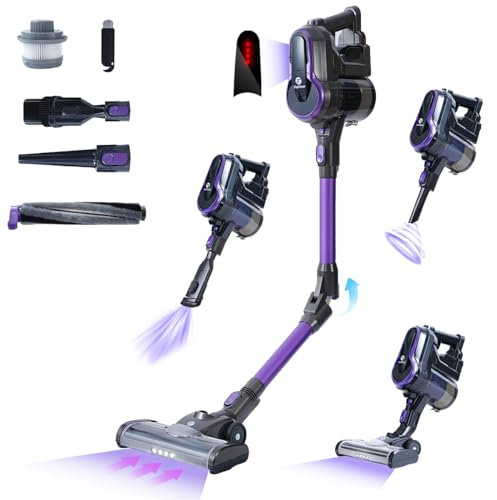 FixtFixer 350W/30KPA Aspirateur Balai sans Fil, 2024 Aspirateur Balai Puissant, 50 Mins Batterie Amovible, Chargement Mural, 6 en 1 Aspirateur sans Fil pour Parquet, Moquettes, Poils d'animaux