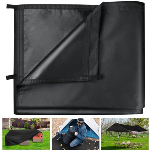 Honsaifau Bâche imperméable pour l'extérieur - 3 x 3 m - Tissu Oxford 420D avec boucles renforcées - Résistante à la déchirure - Protection UV pour camping, abri de jardin, meubles, remorque