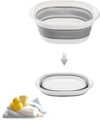 Bassine à vaisselle pliable de 3,5 L, bol de lavage portable multifonction, gain de place, récipient de rangement rétractable pour cuisine, voyage, camping, randonnée, camping-car, extérieur (gris, S)