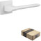 APECS Maniglia per porte interne, moderna, per porta di casa e porta interna, con rosette quadrate, colore bianco opaco, maniglia con materiale di fissaggio per porta, modello ELECTRA