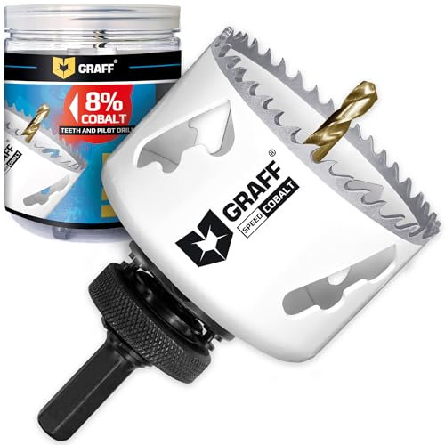 Sierra perforadora de cobalto 8% de 68 mm – Sierra de corona bimetal (incluye 6 cantos y broca de centrado) para acero inoxidable, acero, metal, madera, drywall – Sierra circular de agujeros para