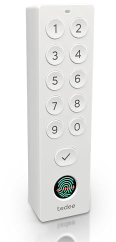 tedee Keypad PRO biometrisches Tastenfeld für smartes Türschloss | Öffnen und Schließen per Fingerabdrucksensor oder PIN-Code | Weiß
