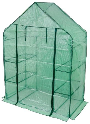 TOUGH MASTER Walk-In Small Greenhouse with Reinforced PE Cover, 3 Tier 4 Shelf Outdoor Garden Grow House (Green)