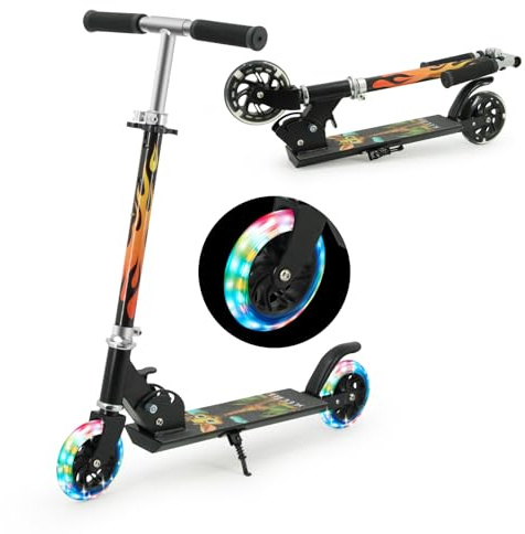 TENBOOM Monopattino per bambini da 6 anni, con 2 luci a LED, per bambini, 3 anni, pieghevole, regolabile in altezza, per 3 – 10 anni
