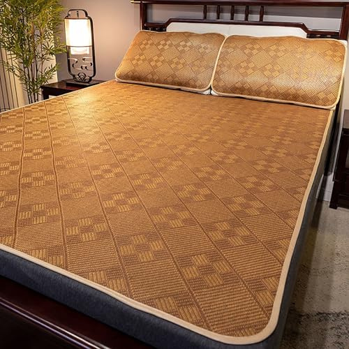 Estivo Stuoia di bambù, Materasso Raffreddamento Pieghevole in bambù, Pieghevole, Liscio, Traspirante, Biancheria Da Letto Estiva, Per Casa, Scuola, Dormitorio, Marro(Color C,90cm)
