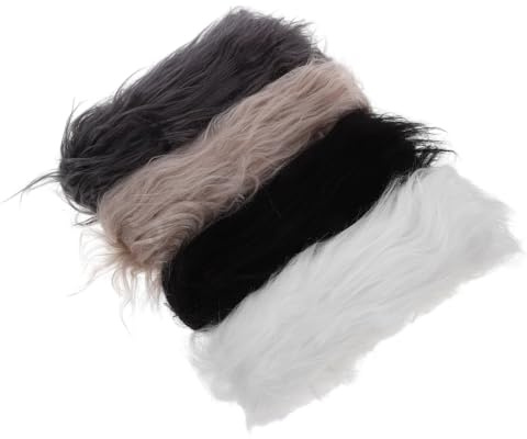 DIYEAH 4 nastri finti fai da te in morbido tessuto a pelo lungo, per artigianato, costumi, decorazioni, strisce artificiali versatili per barbe da gnomo e decorazioni natalizie