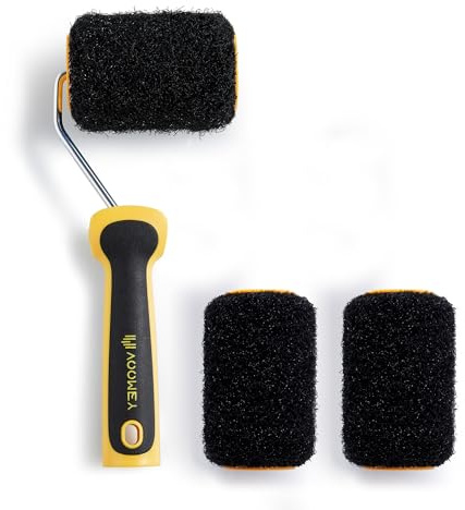 Voomey 3 Pcs 4 Inch Drywall Compound Roller Cover with 1 Pcs Paint Roller Frame, Drywall Texture Brush, Suitable for Covering Wall and Ceiling Surfaces